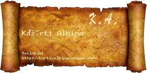 Kürti Albina névjegykártya